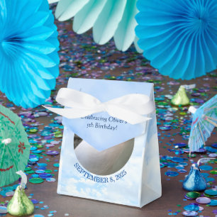 Cute Puppy Dog Photo Light Blue 5th Birthday Favor Box