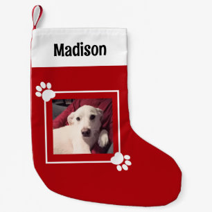 Cute Puppy Dog Photo Merry Christmas Paws Small Christmas Stocking