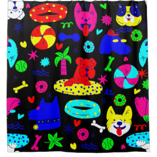 cute puppy dog pool party summer funny black