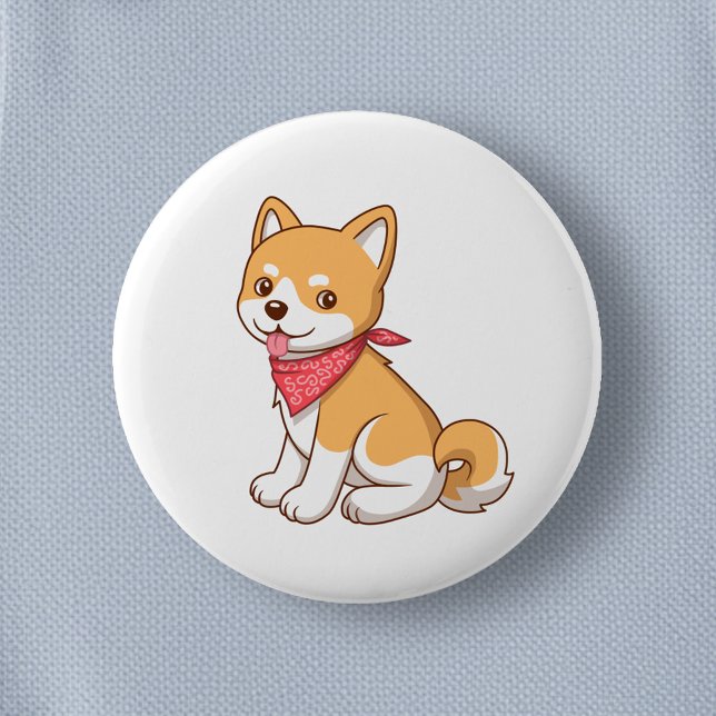 Cute Puppy Dog Shiba Inu 2 Inch Round Button (Creator Uploaded)
