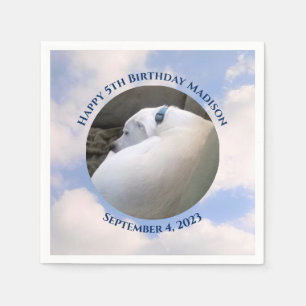 Cute Puppy Dog Sleeping Blue Sky 5th Birthday Napkin