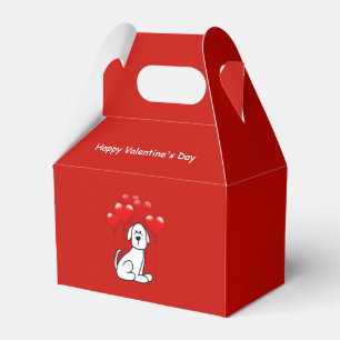 Cute Puppy Dog Valentine Red Heart Party Favor Box