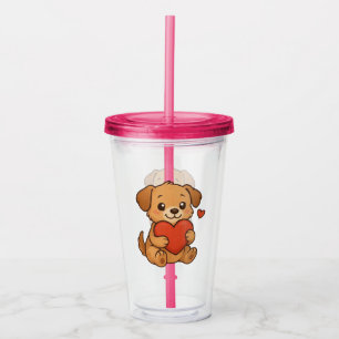 Cute puppy/dog Valentine's day Acrylic Tumbler