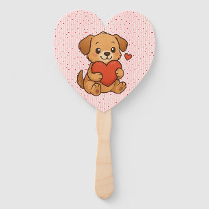 Cute puppy/dog Valentine's day Hand Fan
