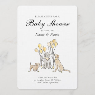 Cute Puppy Dogs and Balloons Gender Neutral Shower Invitation