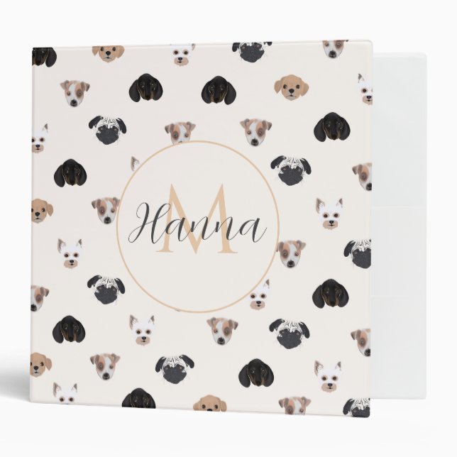 Cute Puppy Dogs Illustration Binder (Front/Inside)