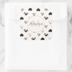 Cute Puppy Dogs Illustration Square Sticker