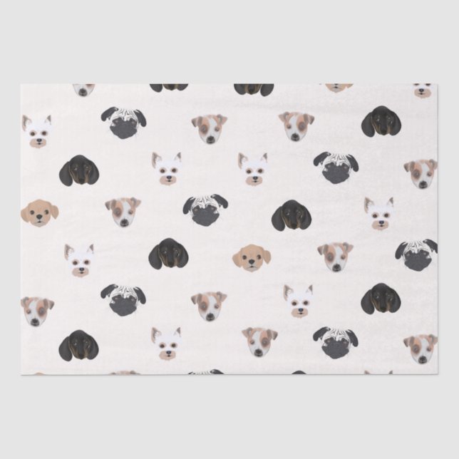 Cute Puppy Dogs Illustration Tissue Paper (Front)