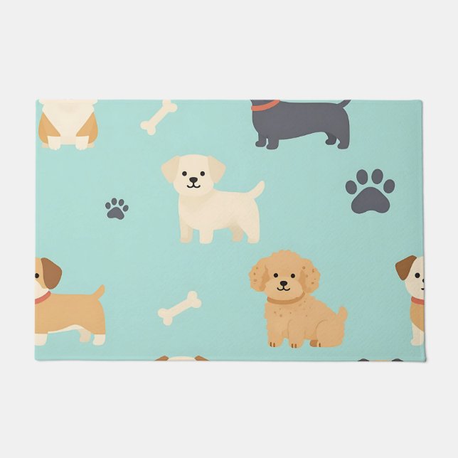 Cute Puppy Dogs Pattern Doormat (Front)