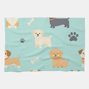 Cute Puppy Dogs Pattern Kitchen Towel
