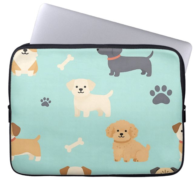 Cute Puppy Dogs Pattern Laptop Sleeve (Front)