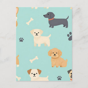 Cute Puppy Dogs Pattern Postcard