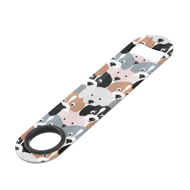 Cute Puppy Dogs Pink Black Illustration Bar Key (Front Angled)