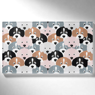 Cute Puppy Dogs Pink Black Illustration Name Tag