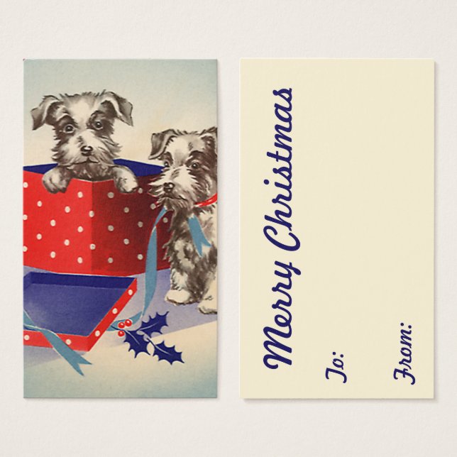 Cute Puppy Dogs, Vintage Christmas Greetings (Front & Back)