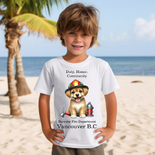 Cute puppy dressed as a firefighter with tools T-Shirt