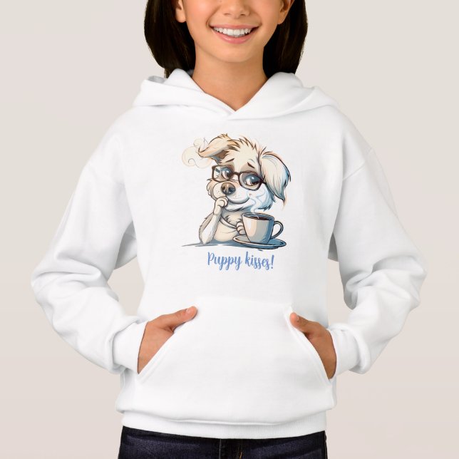 Cute puppy drinking coffee (Front)