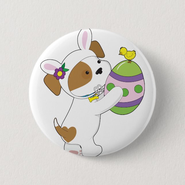 Cute Puppy Easter Egg 2 Inch Round Button (Front)