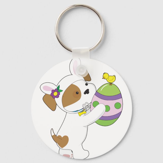Cute Puppy Easter Egg Keychain (Front)