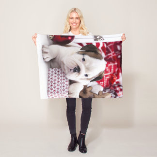 Cute Puppy English Bulldog | Funny Christmas Fleece Blanket