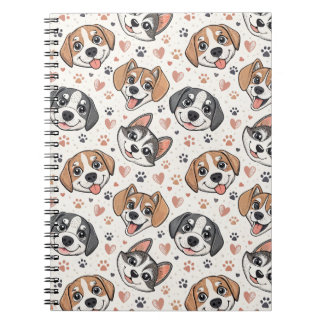 Cute Puppy Face Pattern Kids Design for Dog Lovers Notebook