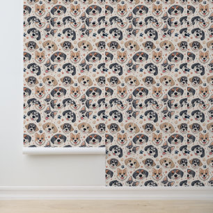 Cute Puppy Face Pattern Kids Design for Dog Lovers Wallpaper