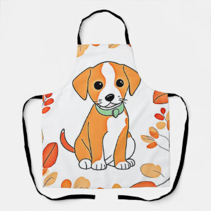 Cute Puppy Fall Artwork Apron