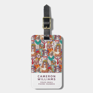 Cute Puppy Fashion Pattern   Add Your Name Luggage Tag