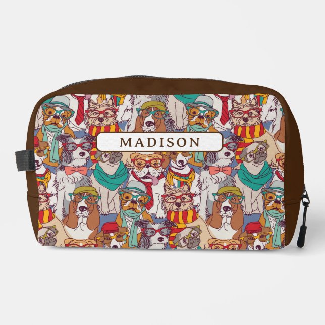 Cute Puppy Fashion Pattern Dopp Kit (Front)