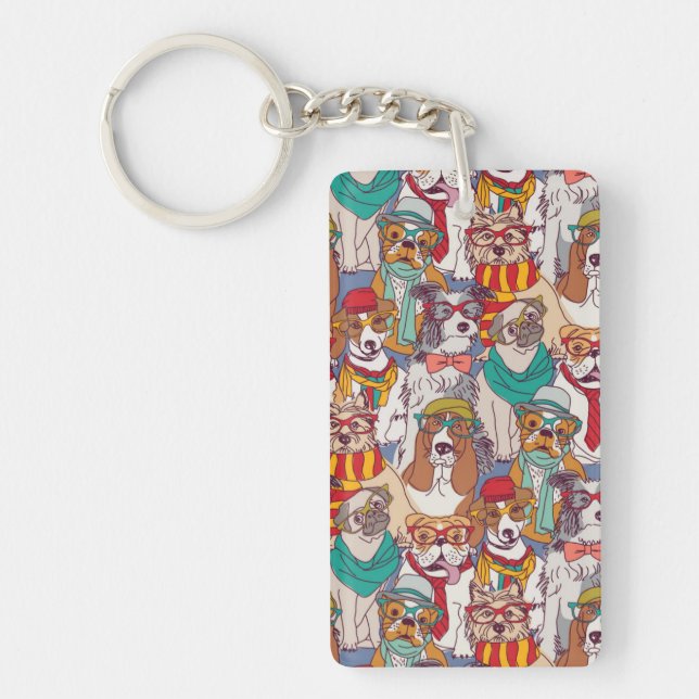 Cute Puppy Fashion Pattern Keychain (Front)