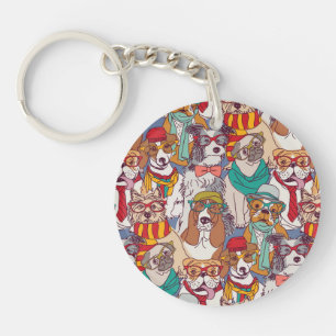 Cute Puppy Fashion Pattern Keychain