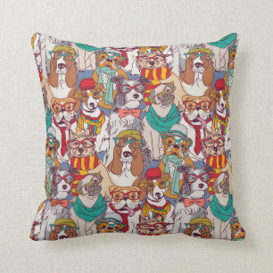 Cute Puppy Fashion Pattern Throw Pillow