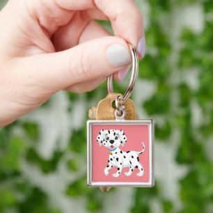 Cute Puppy Fire Dog Gift Pink Dalmatian Keychain