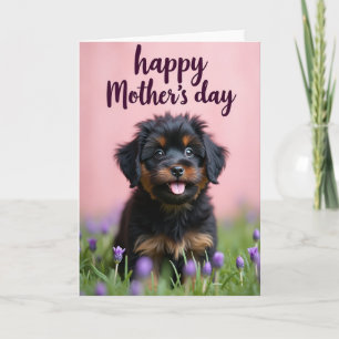 Cute Puppy Floral Mothers Card