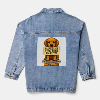 Cute Puppy, Funny Dog Lover Quote Denim Jacket