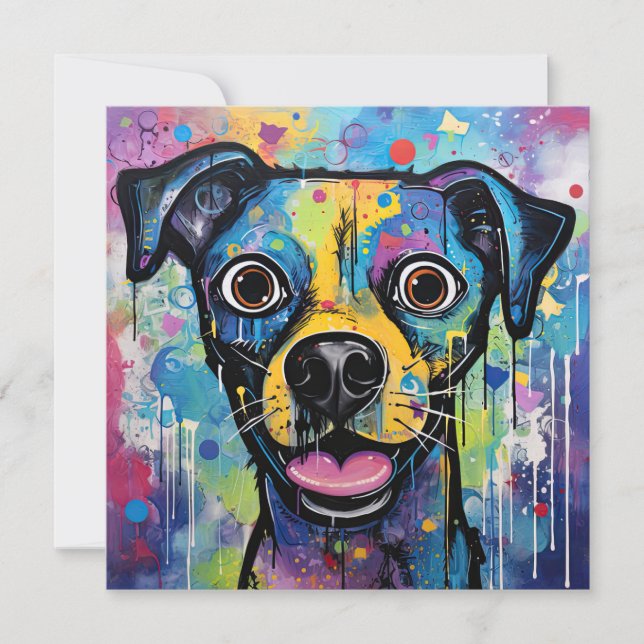 Cute Puppy Funny Dog Mixed Media Animal Pet Invitation (Front)