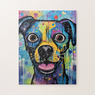 Cute Puppy Funny Dog Mixed Media Animal Pet Jigsaw Puzzle