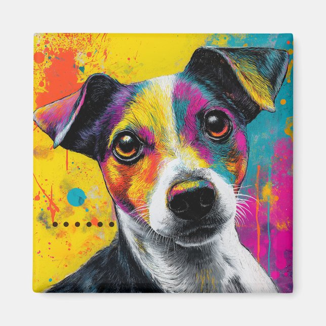 Cute Puppy Funny Dog Mixed Media Animal Pet Magnet (Front)