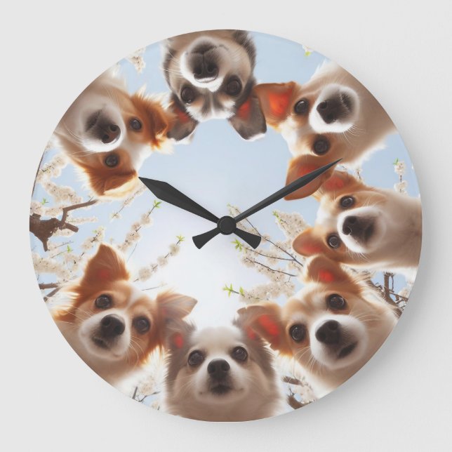 Cute Puppy Funny Dog Wall Clock (Front)