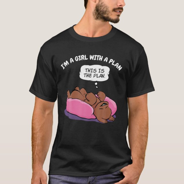 Cute Puppy Girl With A Plan Dog Mom T-Shirt (Front)
