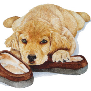cute puppy golden retriever cuddling slippers large tote bag