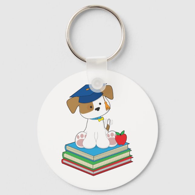 Cute Puppy Graduate Keychain (Front)