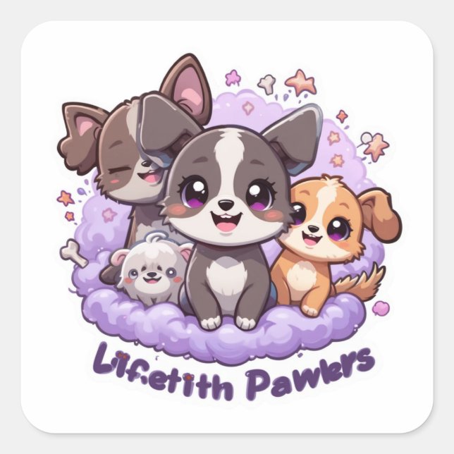 Cute Puppy GroupLife with Pawers Dog Decal Square Sticker (Front)