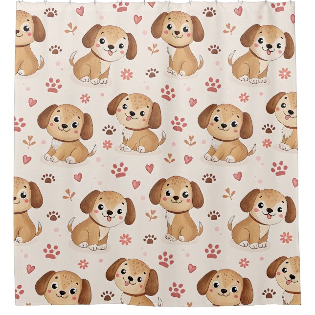 Cute Puppy Hearts Watercolor Pattern (1) (Front)