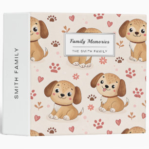Cute Puppy Hearts Watercolor Pattern (1) Binder