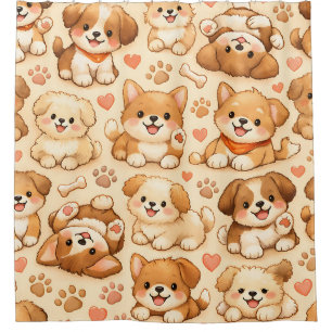 Cute Puppy Hearts Watercolor Pattern (2)