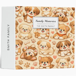 Cute Puppy Hearts Watercolor Pattern (2) Binder