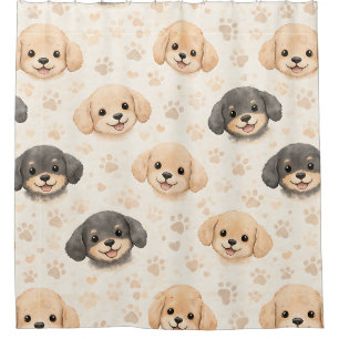 Cute Puppy Hearts Watercolor Pattern (3)
