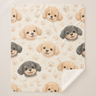 Cute Puppy Hearts Watercolor Pattern (3) Sherpa Blanket