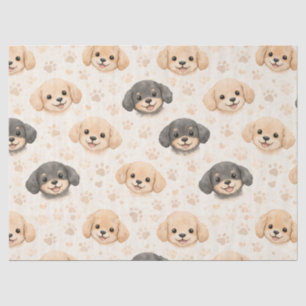 Cute Puppy Hearts Watercolor Pattern (3) Tissue Paper